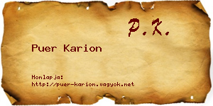 Puer Karion névjegykártya